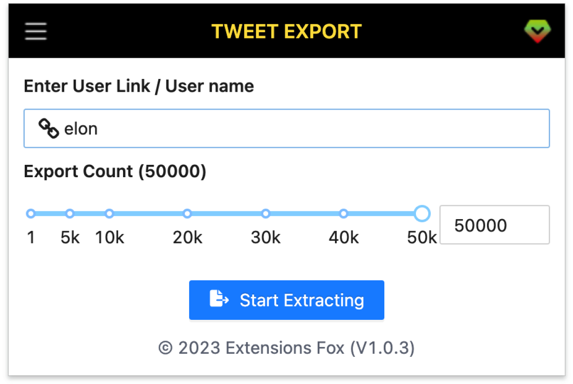 Tweet Exporter Screenshot